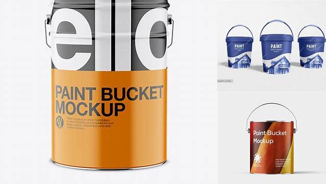 3319+ Paint Bucket with Matte Label PSD Mockup Front View Premium Quality PSD Freebie