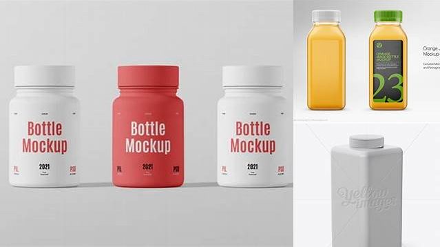 332+ Square Plastic Bottle PSD Mockup High-Angle Shot Download Free PSD