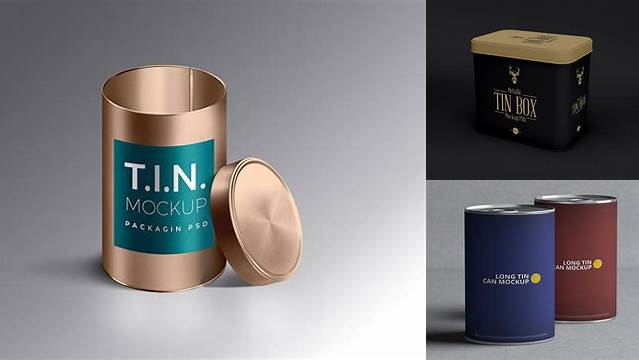 3323+ Metallic Tin Can Box PSD Mockup Creative Design Mockup