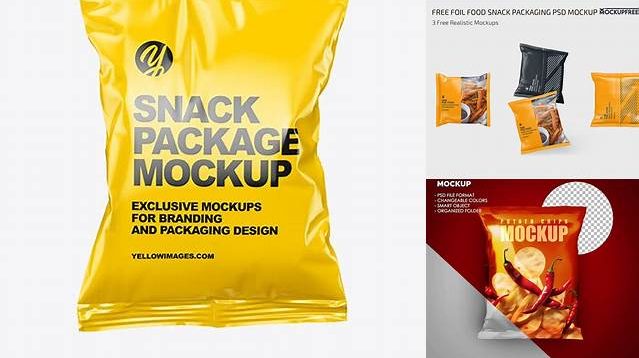 3324+ Square Metallic Snack Package PSD Mockup Front View Exclusive Free Creative Resource