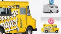 333+ Foodtruck with Donut PSD Mockup Back Half Side View Exclusive Layered PSD Mockup