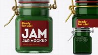 3330+ 100ml Green Glass Jam Jar with Clamp Lid PSD Mockup Free Graphic Mockup PSD