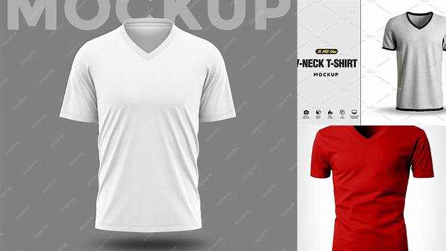 3330+ Mockup Kaos V Neck Cdr Creative and Modern PSD Freebie