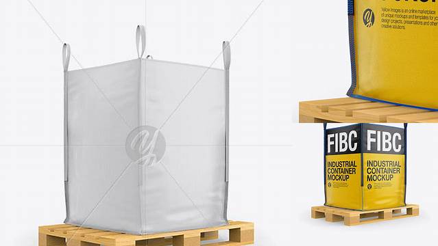 3334+ Wooden Pallet With FIBC Big Bag PSD Mockup Side View Professional Quality Freebie PSD File