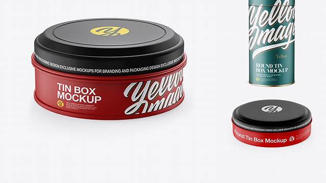 3335+ Matte Round Tin Box PSD Mockup Front View Premium Freebie for Designers