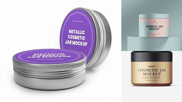 3338+ Metallic Cosmetic Jar PSD Mockup Editable Photoshop File