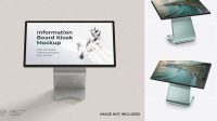 3339+ LCD Touch Screen Kiosk PSD Mockup Half Side View Free PSD Mockup Resource