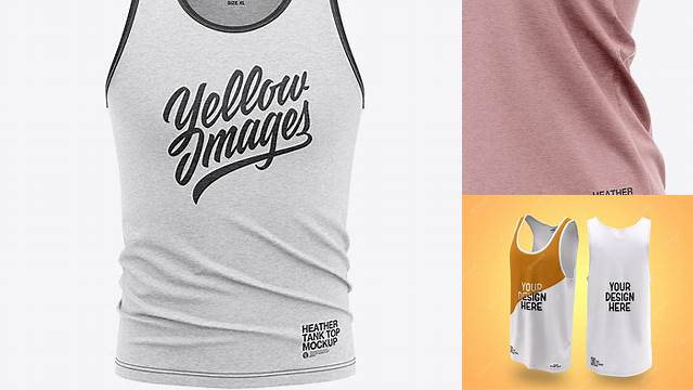 334+ Men’s Heather Jersey Tank Top PSD Mockup Front View Customizable Design Files