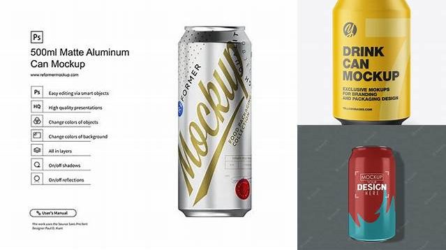 3341+ 330ml Matte Aluminium Can PSD Mockup Advanced and Editable PSD Template Free