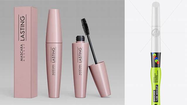 3346+ Glossy Mascara Tube With Box PSD Mockup High-End Creative PSD Template