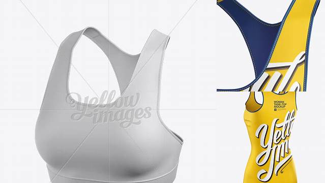 3347+ Women's Fitness Top PSD Mockup Halfside View Premium Quality PSD Freebie