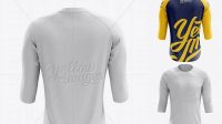 335+ Men's Baseball Tee with 3/4 Sleeves PSD Mockup Back View Smart Design Template Free