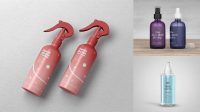 3350+ Open Matte Spray Bottle with Transparent Cap PSD Mockup High-Quality Design Free PSD