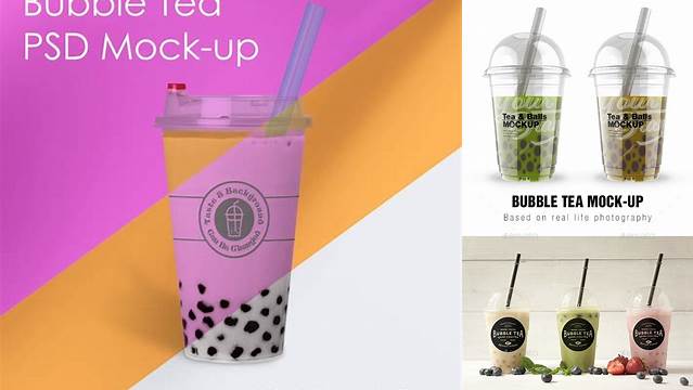 3351+ Bubble Tea Cup Mockup Easy-to-Use PSD Template