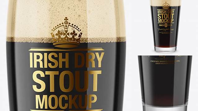 3356+ Willi Becher Glass with Irish Dry Stout Beer PSD Mockup High-Quality Editable PSD