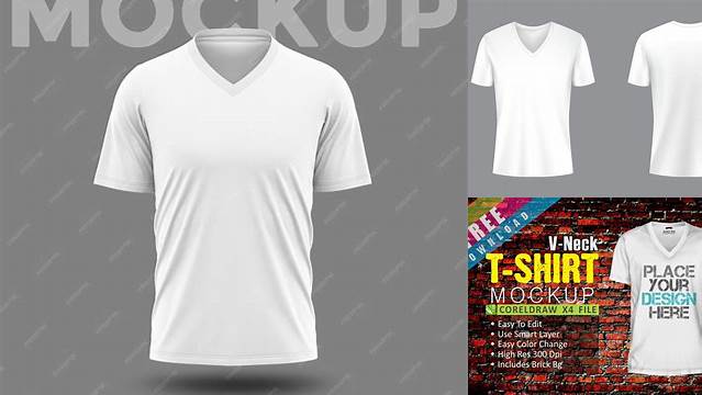 3358+ Mockup Kaos V Neck Cdr Professional PSD Template