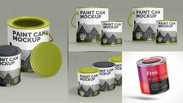 3360+ Glossy Paint Can PSD Mockup High Angle Creative Free Photoshop Template