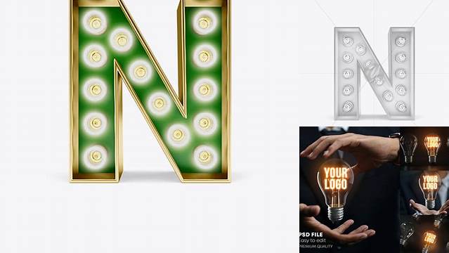 3363+ Letter N Light Bulb Sign PSD Mockup Fully Customizable Mockup PSD Free