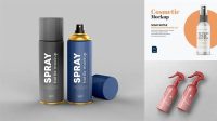 3366+ Metallic Spray Bottle PSD Mockup Front View Stylish PSD for Free