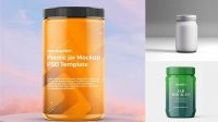 3367+ Glossy Plastic Jar with Matte Label PSD Mockup High-Angle Shot Professional Design PSD