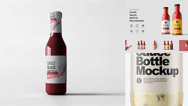 3374+ Clear Glass Bottle with Garlic Sauce PSD Mockup Modern and Unique Freebie PSD