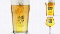 3374+ Teku Glass With Pilsner Beer PSD Mockup Download Free PSD