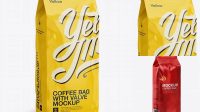 3375+ Glossy Coffee Bag With Valve PSD Mockup Half-Turned View Unique and Creative Free PSD File