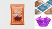 3378+ Glossy Sachet PSD Mockup Elegant High-Resolution Design File