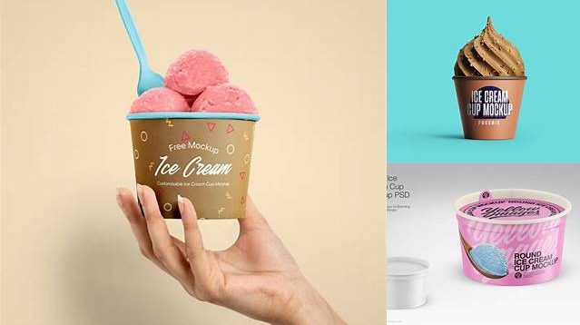 3380+ Paper Ice Cream Cup PSD Mockup Front View For Free Download