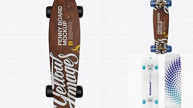 3383+ Penny Board PSD Mockup Back View High-Quality PSD Files