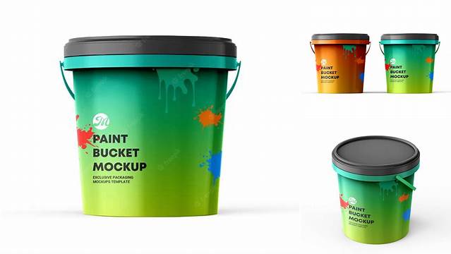 3386+ Glossy Plastic Paint Bucket PSD Mockup Front View Professional Quality Freebie PSD File