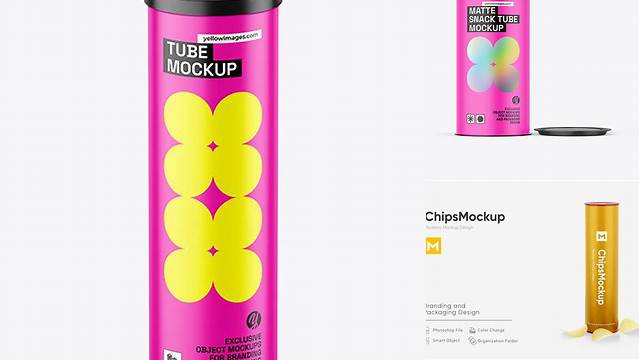 3386+ Matte Snack Tube PSD Mockup Front View Premium Quality PSD Freebie