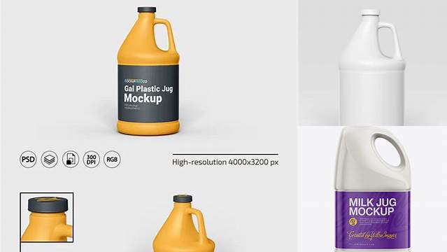 339+ Plastic Jug PSD Mockup Front View Advanced Photoshop Template