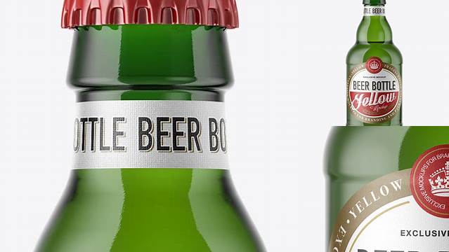 3395+ 330ml Green Glass Bottle with Lager Beer PSD Mockup Exclusive Digital PSD Resource