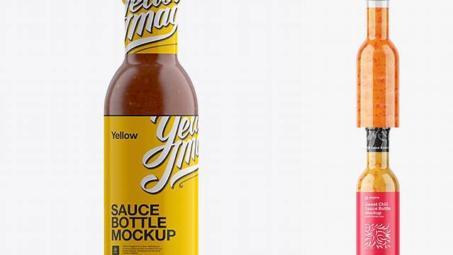 3396+ Salsa Sauce Bottle with Shrink Band PSD Mockup Include TIFF