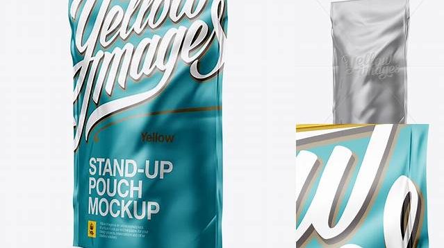 340+ 5lb Metallic Stand-Up Pouch PSD Mockup Halfside View Creative Layered Design File