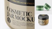 340+ Glossy Cosmetic Jar PSD Mockup Front View High-Angle Shot Free Downloadable Graphic Resource