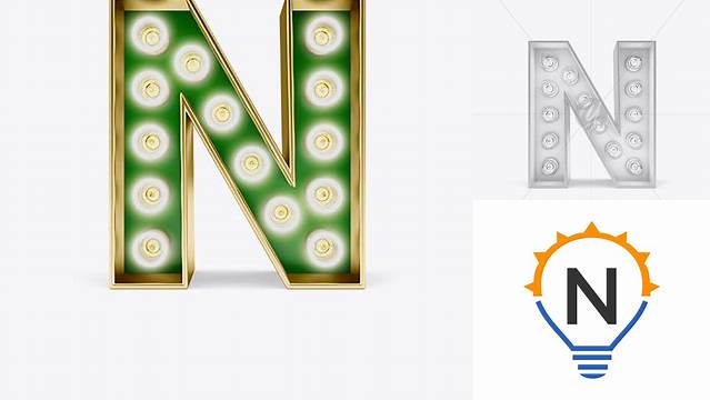 340+ Letter N Light Bulb Sign PSD Mockup Layered Photoshop Template