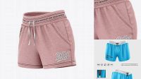 340+ Women's Heather Sport Shorts PSD Mockup Front Half Side View High-End Photoshop Mockup