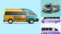 3400+ Minibus PSD Mockup Half Side View High-Quality Design Free PSD