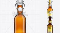 3406+ Glass Bottle with Amber Ale and Swing Top Closure 330ml Elegant Photoshop Mockup