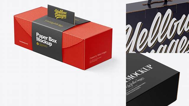 3409+ Matte Carton Box With Handle PSD Mockup Half Side View High-Angle Shot Creative Layered Design File