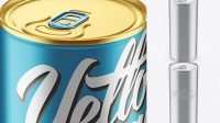 3411+ 1L Metallic Aluminium Can PSD Mockup High-Angle Shot Editable and Customizable PSD