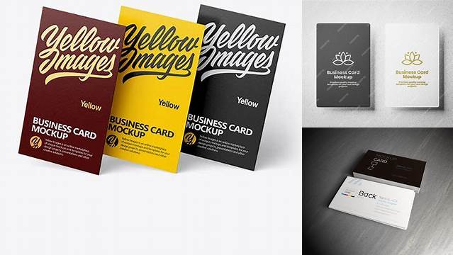 3413+ Three Business Cards PSD Mockup Half Side View Premium Design Freebie