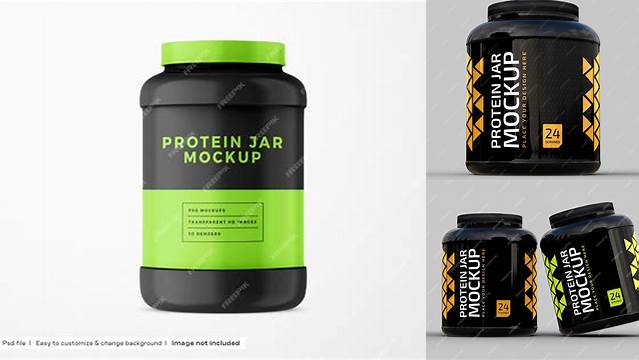 3417+ 975g Protein Jar PSD Mockup Professional Quality PSD Freebie