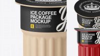 3420+ Matte Ice Coffee 3 K-Cups Package PSD Mockup Front View High-Angle Shot Creative Layered Mockup Freebie