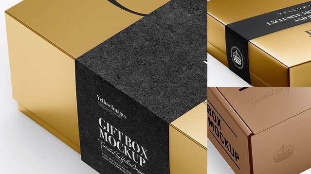 3423+ Metallic Box PSD Mockup Half Side View High-End Photoshop Mockup