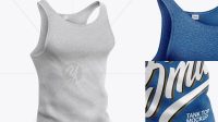 3424+ Melange Tank Top PSD Mockup Back Half Side View Versatile and Modern PSD Mockup