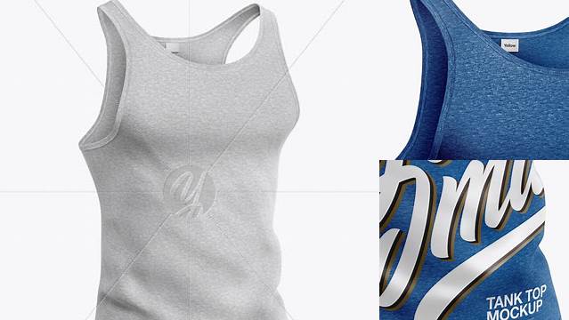 3424+ Melange Tank Top PSD Mockup Back Half Side View Versatile and Modern PSD Mockup