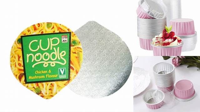 3425+ Noodle Cup With Foil Lid & Film PSD Mockup High-Angle Shot Digital Photoshop Free Mockup